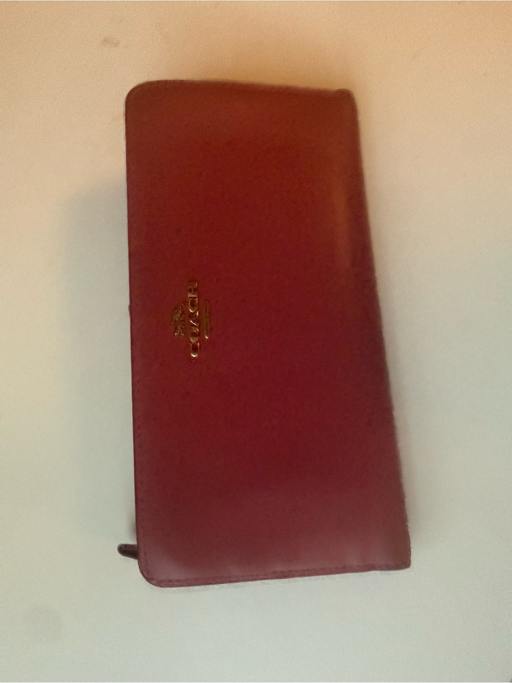 Coach Pink Leather Continental Wallet Gold Logo
